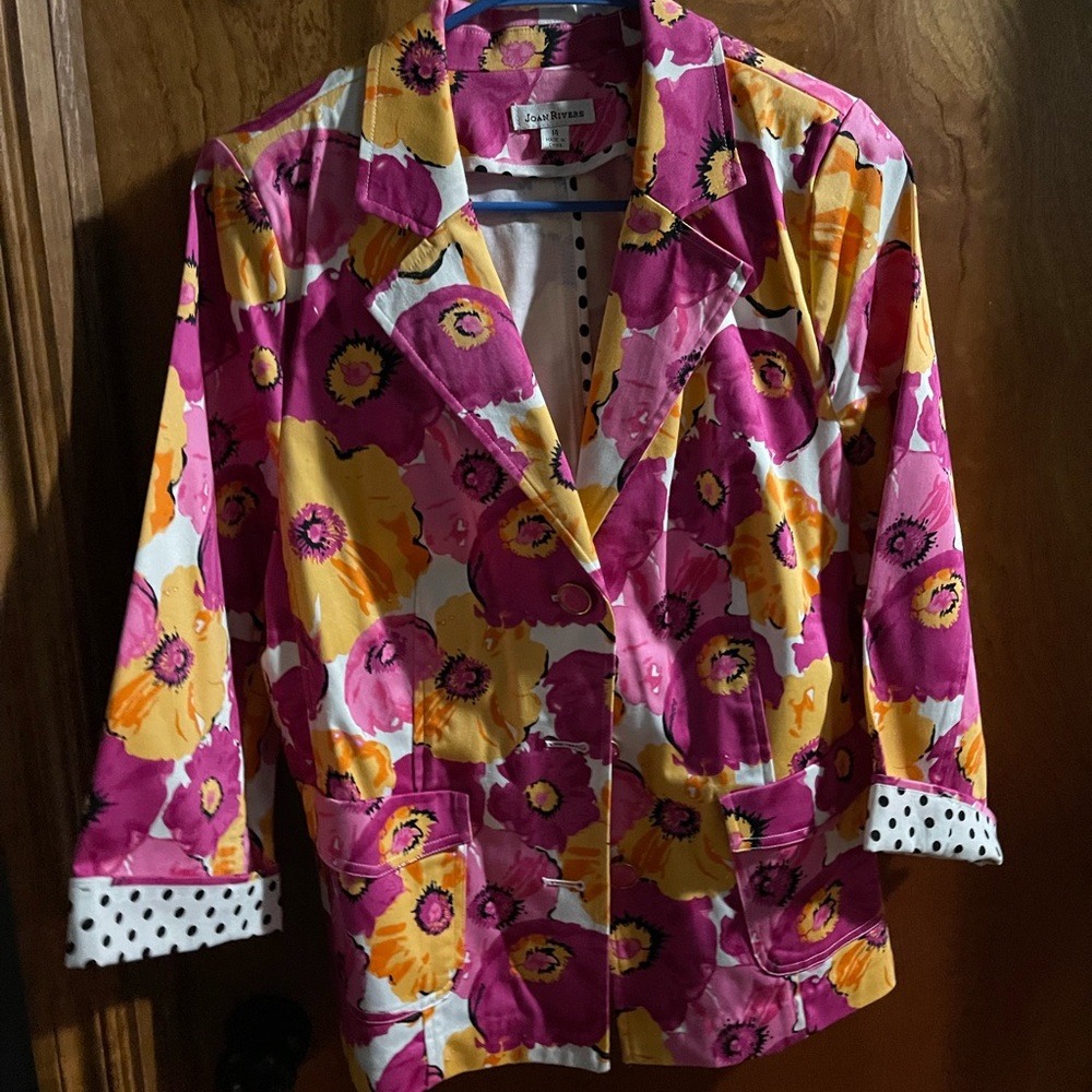 Joan Rivers Pink and Orange Blazer with Floral Design
